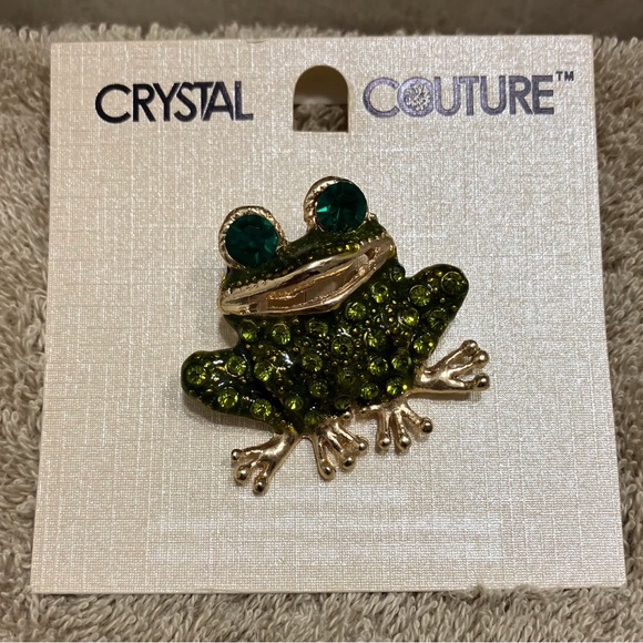 CRYSTAL COUTURE FROG BROOCH COAT PIN - Picture 3 of 5